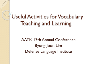 Useful Activities for Vocabulary Teaching and Learning