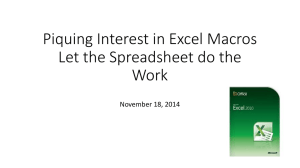 Piquing Interest in Excel Macros