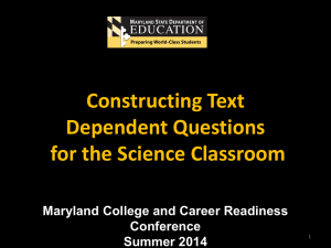 Constructing Text Dependent Questions for the Science