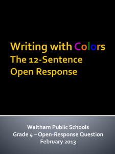 Writing with Colors The 12-Sentence Open Response