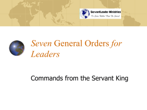 Seven General Orders for Leaders, Commands from the King