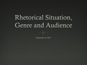 Rhetorical Situation, Genre, and Audience