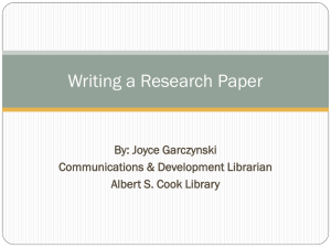 Writing a Research Paper - Towson University