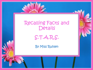STARS Lesson 2- Recalling Facts and Details