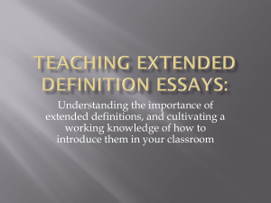 Teaching Extended Definition Essays: