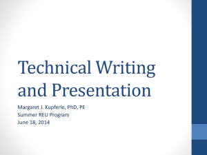Technical Writing and Presentation