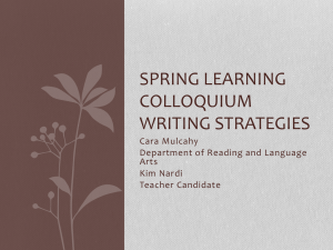 Spring Learning Colloquium Writing Strategies