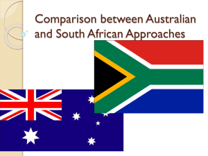 Comparision of Australian and South African Approaches
