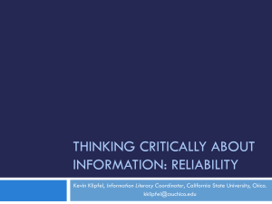 Thinking Critically about Information Reliability
