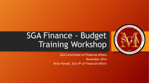 SGA Finance - Budget Training Workshop - UMD SGA
