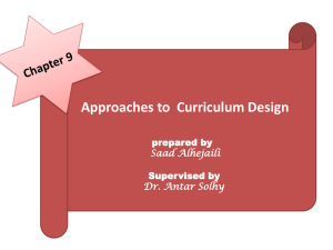 Approaches to Curriculum design