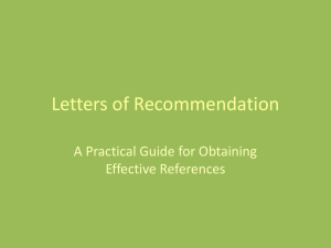 Letters of Recommendation - Northern Michigan University