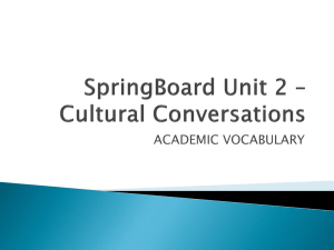 SpringBoard Unit 2 * Cultural Conversations