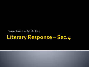 Literary Response Review w. Act of a Hero