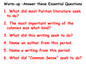Puritan-Colonial-National Lit Time Period
