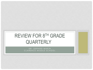 review for 8th grade quarterly - Clarence Central School District