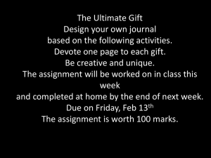The Ultimate Gift assignments
