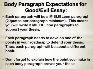 Body Paragraph Expectations