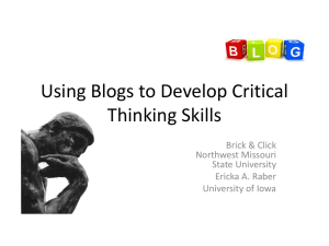 Using Blogs to Develop Critical Thinking Skills