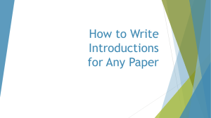 How to Write Introductions for Any Paper