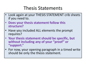 Thesis Statement *Birthday Party*