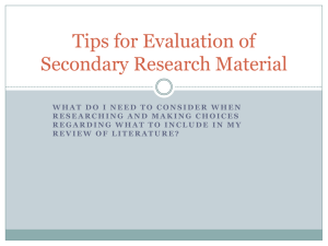 Tips for Evaluation of Secondary Research Material