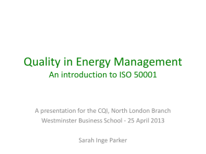Quality in Energy Management An Introduction to ISO 50001