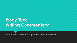 Essay Tips: Writing Commentary