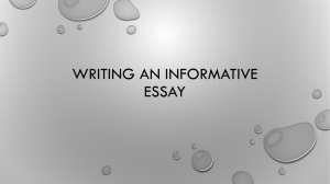 Writing an Informative Essay