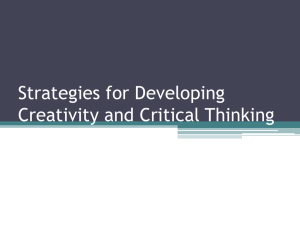 Strategies for Developing Creativity and Critical