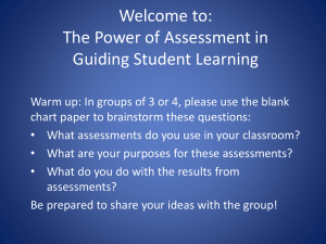 Welcome to: The Power of Assessment in Guiding Student Learning