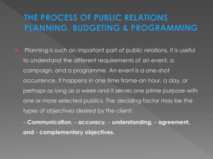 the process of public relations planning, budgeting & programming