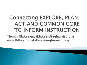 Connecting EXPLORE, PLAN, ACT AND COMMON CORE TO