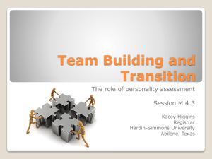 Team Building and Transition: The Role of Personality