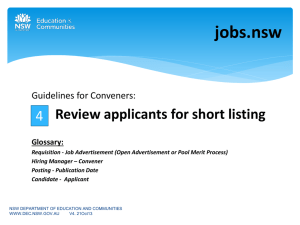 Review applicants for short listing