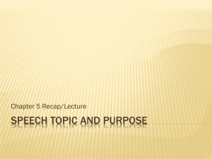 Speech Topic and Purpose