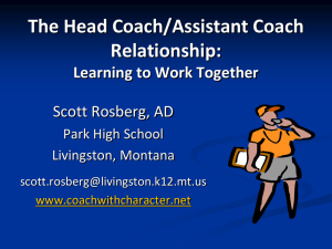 The Head Coach/Assistant Coach Relationship