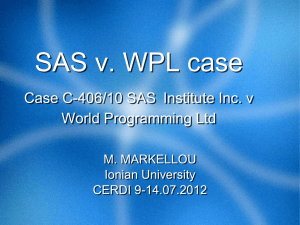 SAS v. WPL case Case C-406/10 SAS Institute Inc. v World