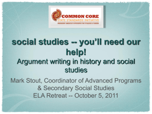 social studies -- you`ll need our help! Argument writing in history and