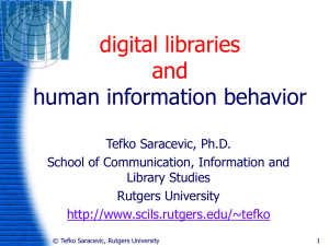 Human information behavior and digital libraries.