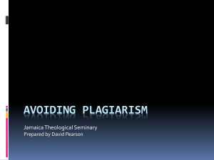 Plagiarism Seminar - Jamaica Theological Seminary