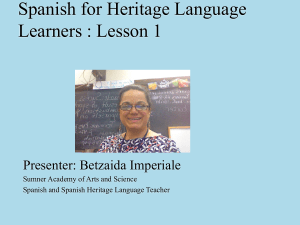 Spanish for Heritage Language Learners : Lesson 1
