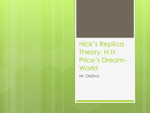 Hick`s Replica Theory, H.H Price, and Heaven & Hell