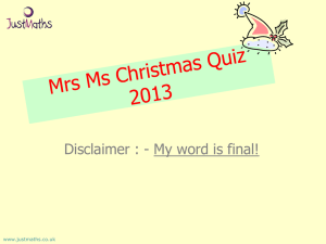 Mrs Ms Xmas Quiz 2013