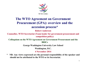 The WTO Agreement on Government Procurement (GPA)