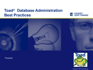 Toad DB Administration Best Practices