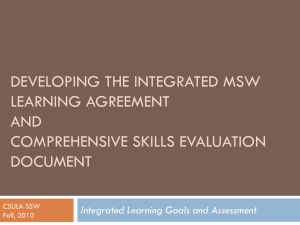 Developing the Integrated Learning Agreement Student Version