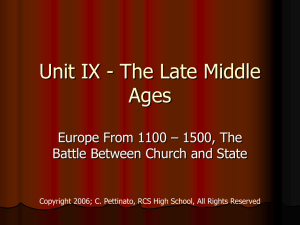 Unit IX - Late Middle Ages