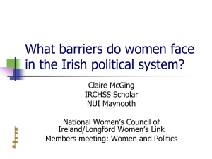 What barriers do women face in the Irish political system?