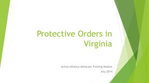 Protective Orders in Virginia - Community Solutions to Sexual and